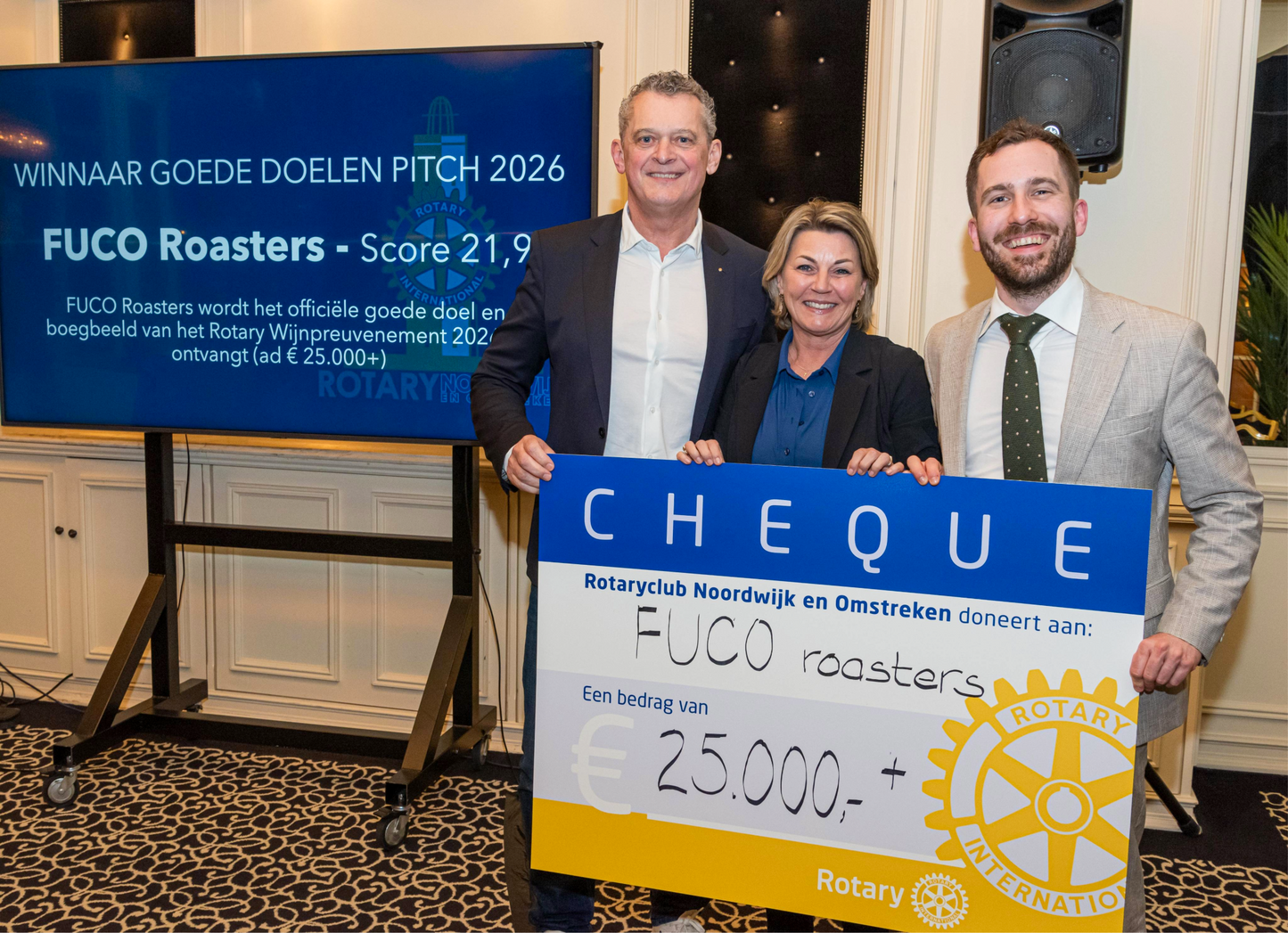 Stichting FUCO roasters ontvangt €25.000 donatie van Rotary Noordwijk e.o.